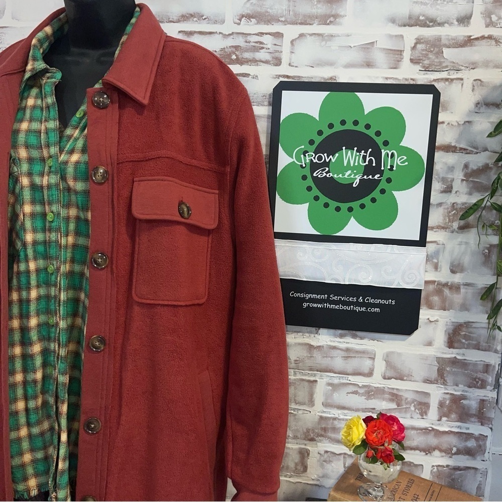 Women's Rust Red Button-Front Jacket - Picture 5 of 9